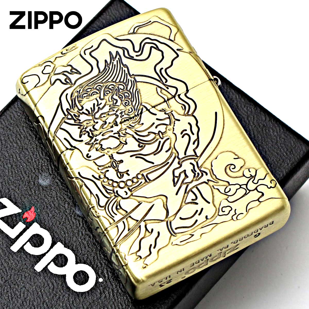 ZIPPO（ジッポー） ジッポライター 風神雷神 縁起物 4面連続デザイン