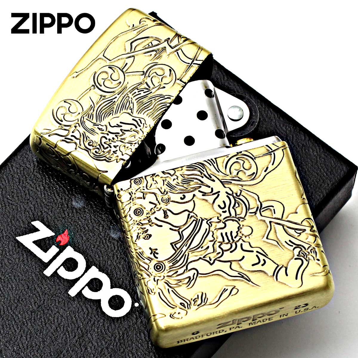 ZIPPO（ジッポー） ジッポライター 風神雷神 縁起物 4面連続デザイン 
