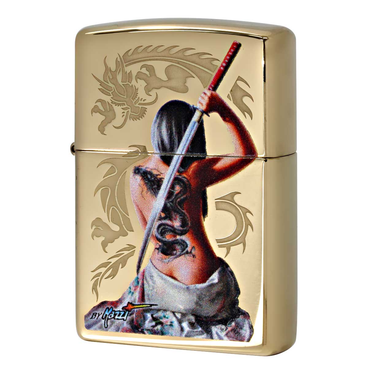 Zippo ジッポライター クラウディオ マッツィ Claudio Mazzi Women Sword Dragon 鏡面 ポリッシュ ブラス 29668 アート