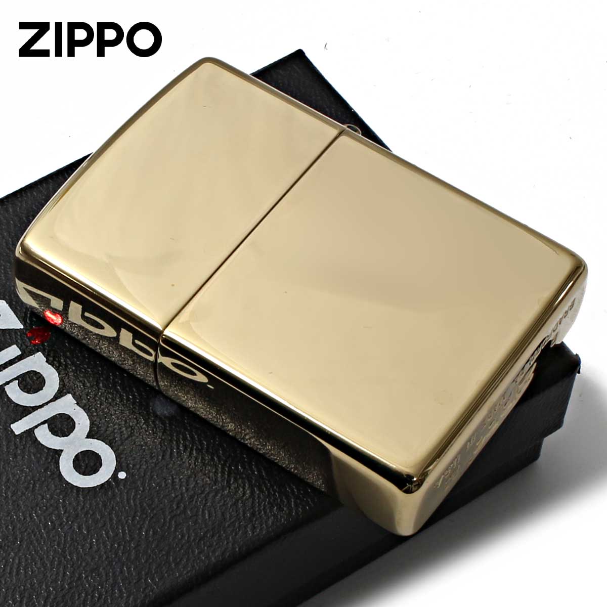 Zippo ジッポライター ジッポ ロゴ パターン彫刻 Logo Pattern 鏡面 ポリッシュ ブラス 29677 プレゼント 贈り物 男性 シンプル メール便可の画像