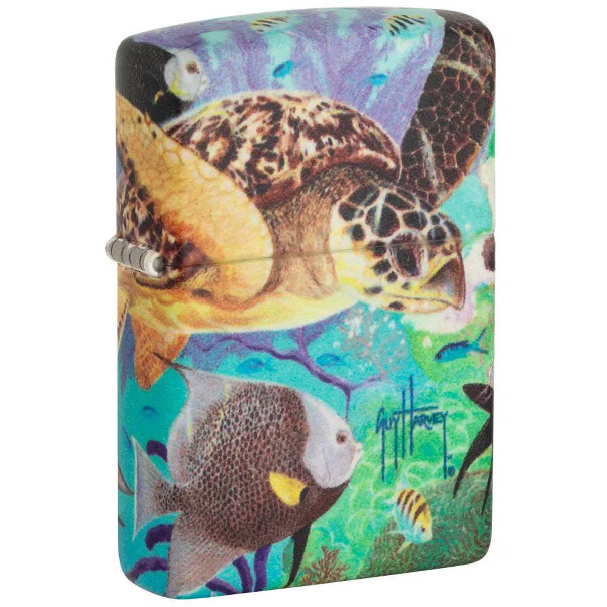 ZIPPO - Zippo ジッポライター 成人男性 ハーベイ 海 ウミガメ 海の原毛の荒物 Guy Harvey Scene 蓄光 全面ペンキ塗り 49819 電子メール便可 楽器、手芸、コレクション-オイルライター