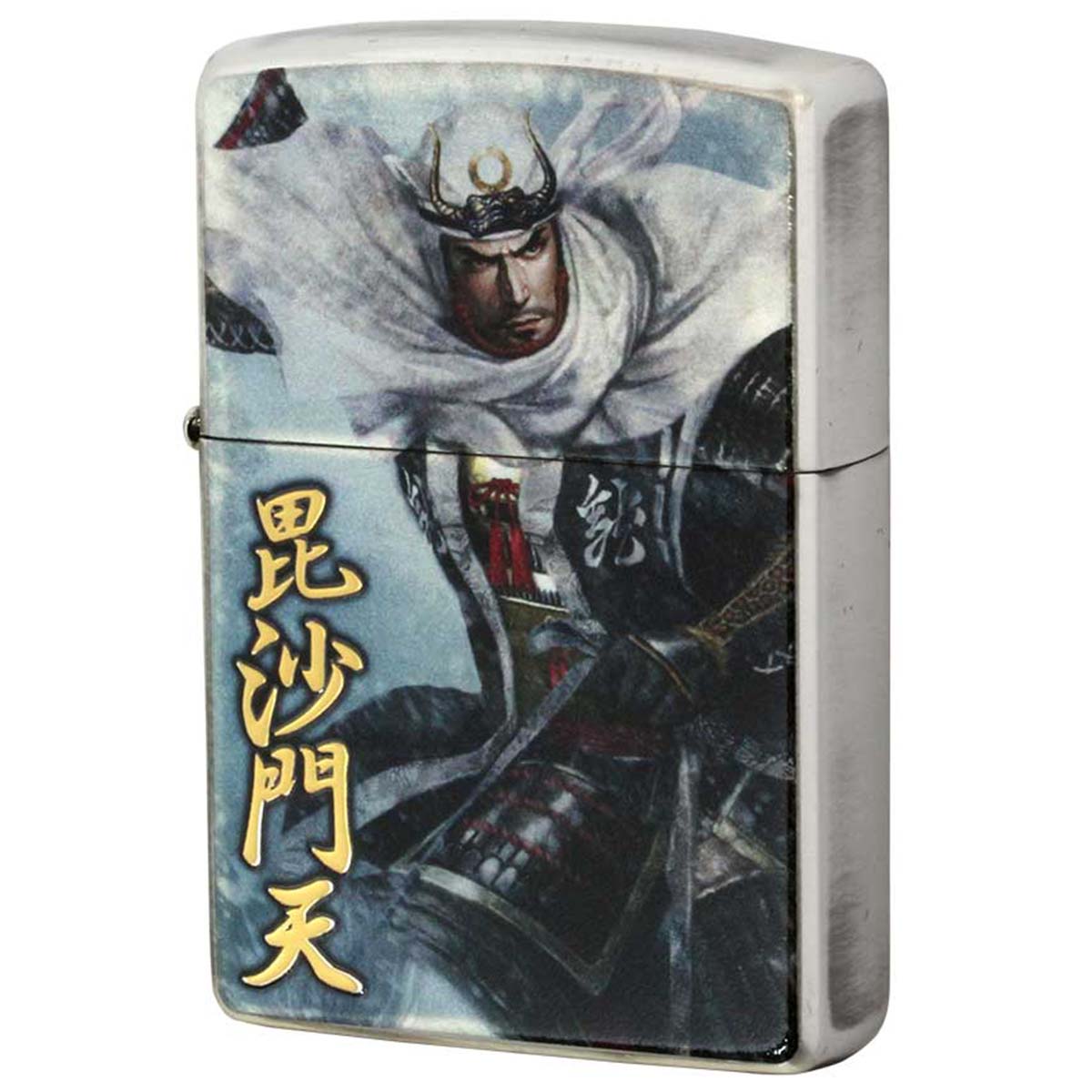 Zippo ジッポライター 諏訪原寛幸 七大陸 戦国武将 銀メッキイブシ 上杉謙信 毘沙門天 アーティスト 歴史
