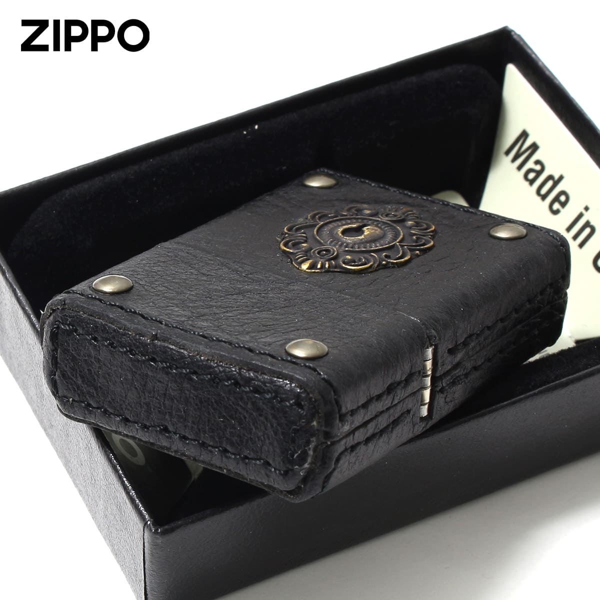 ZIPPO（ジッポー） ジッポライター 革巻き レーザー キーホール