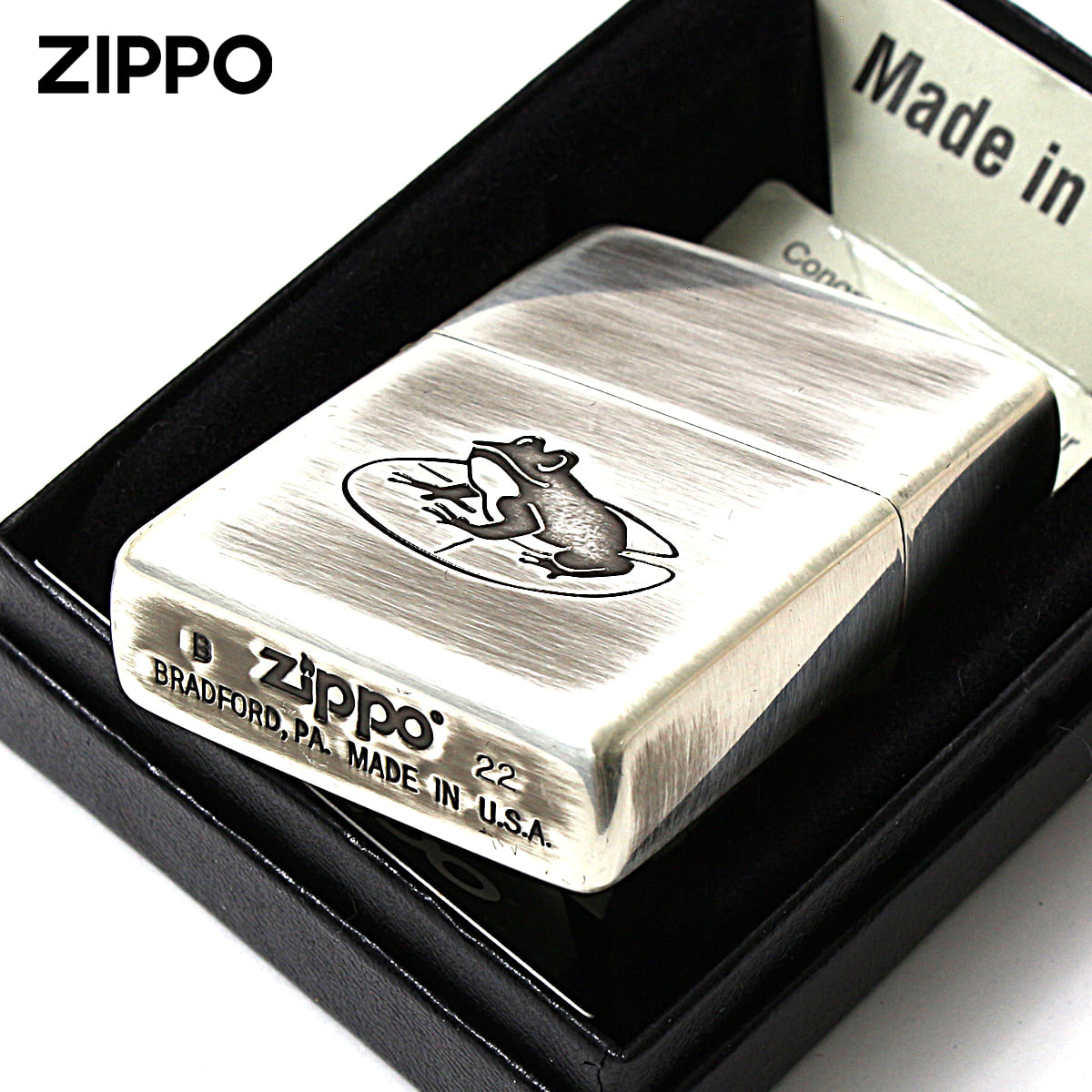 ZIPPO カエル frog 全体高純度99％銀メッキ装飾・イブシ仕上げ