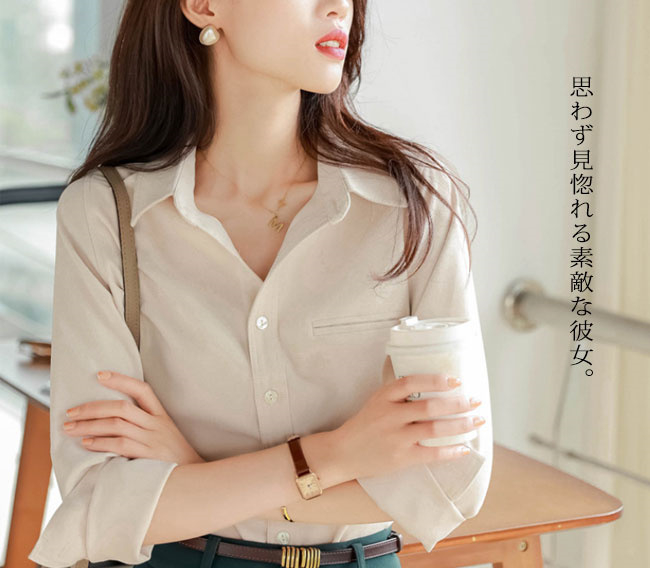 新品同様/トピーズ Topys ブラウス 9号 M 11号 L 相当 茶 ブラウン しわ加工 長袖 薄手 シンプル 襟付 ゆったり 春 夏 ボトムス レディース 新品同様/トピーズ Topys ブラウス 9号 M 11号 L 相当 茶