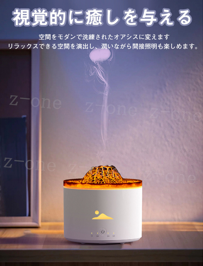 加湿器 超音波加湿器 焚き火 火山 超静音 乾燥対策 USB給電式