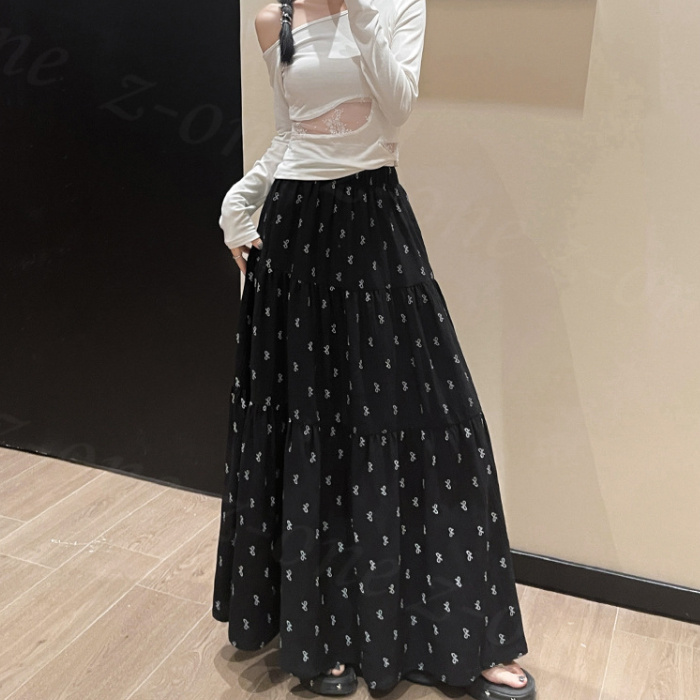 スカート ロング ティアード マキシ レディース プリーツ ウエストゴム