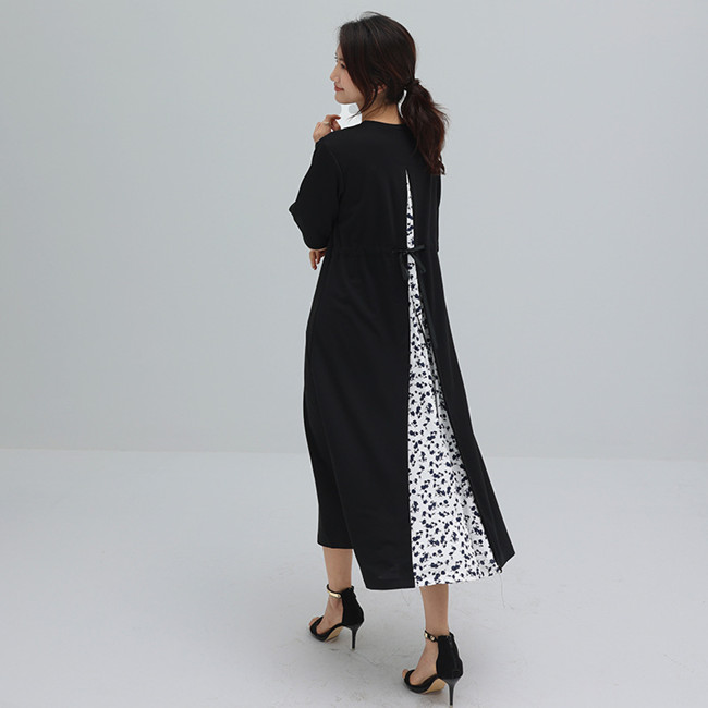 新品　FEMMENT ファモン　レイヤードチェックシャツワンピース　日本製 ワンピース レディース 40代 50代 レイヤードワンピース 異素材