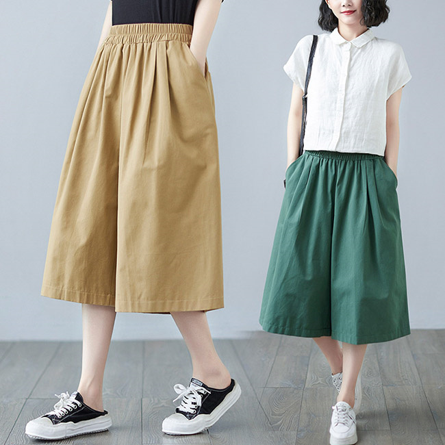 ワイドパンツ ガウチョパンツ 八分丈 夏新作 レディース パンツ
