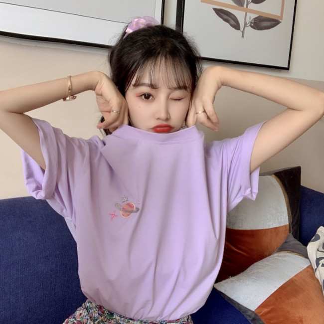 Tシャツ レディース 半袖 トップス ゆるTシャツ カジュアル 丸首