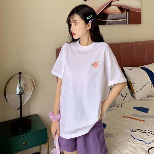 Tシャツ レディース 半袖 トップス ゆるTシャツ カジュアル 丸首