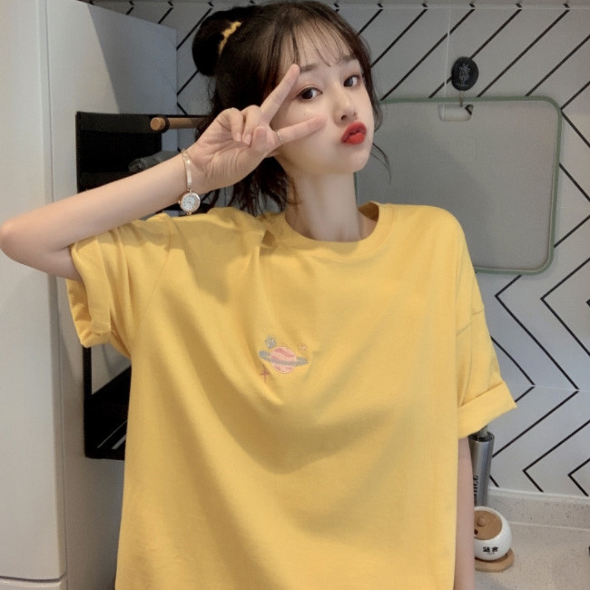 Tシャツ レディース 半袖 トップス  無地 カジュアルTシャツ かわいい ニットトップス  2019夏新作 327683aa.jpg