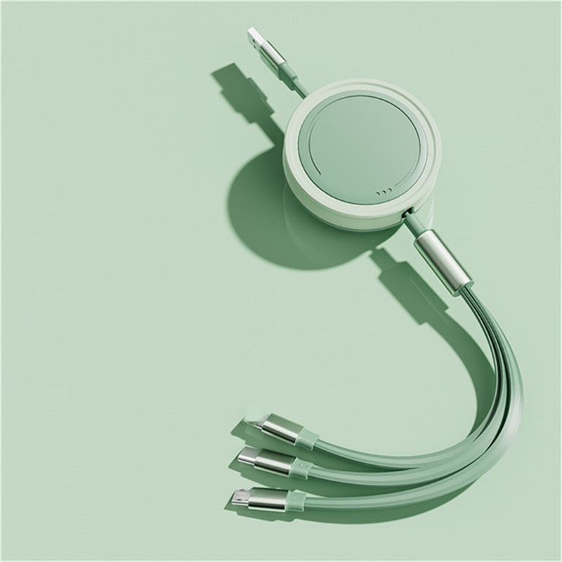 充電ケーブル 3in1 1.1m 巻き取り iPhone タイプC Type-c 急速 USB