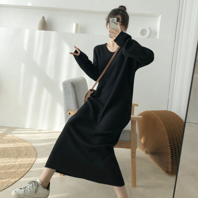 ワンピース 秋新作 ニット ニットワンピース 長袖 羽織り