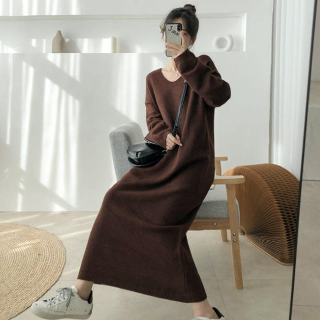 ワンピース 秋新作 ニット ニットワンピース 長袖 羽織り ゆったり