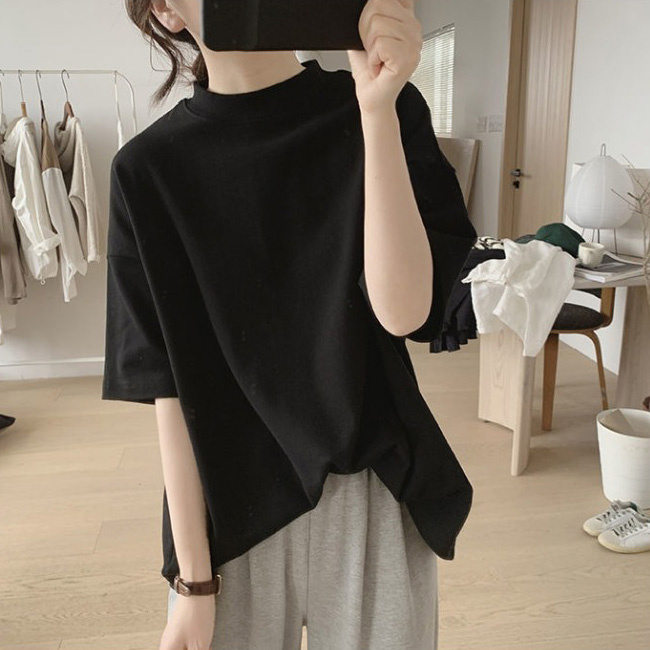 Tシャツ レディース  トップス 半袖Tシャツ ベーシック 半袖 ゆったり 大きいサイズ 体型カバー 無地  ストレッチ カジュアル 春新作 Tシャツ レディース 送料無料 トップス 半袖Tシャツ