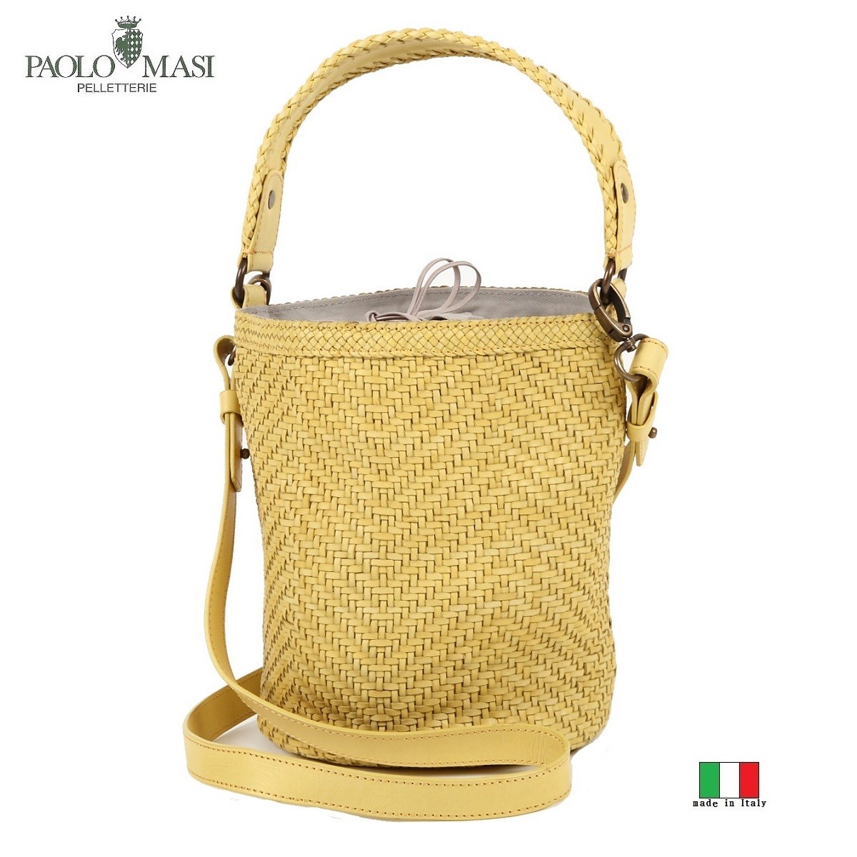 PAOLO MASI   イタリア製　カゴバッグ　本革　レザー PAOLO MASI メッシュ レザーバスケットバッグ トート かごバッグ 巾着