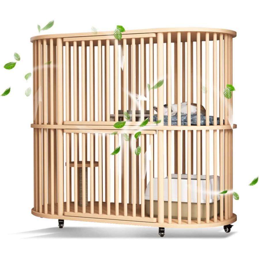 【公式】 猫 ケージ 猫 ゲージ キャットケージ 2段 木製 大型 スリム キャスター 走防止 多頭飼い ケージ 組立簡単 【L2938928856】(19204円)