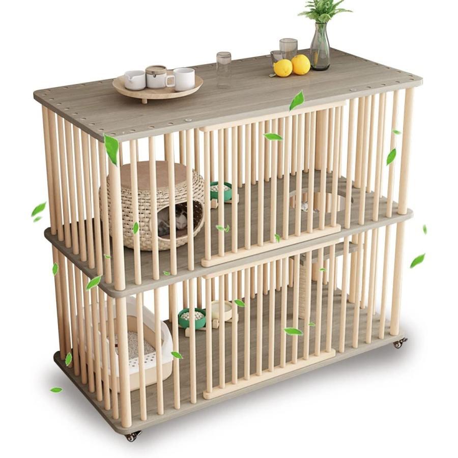 【公式】 猫 ケージ 猫 ゲージ キャットケージ 2段 木製 大型 スリム キャスター 走防止 多頭飼い ケージ 組立簡単 【L2938928856】(19204円)