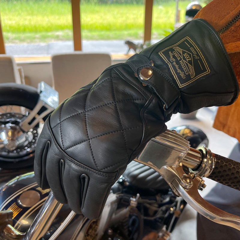 極寒用 牛革 ガントレットグローブ レザー 冬用 手首 長い 中綿入り