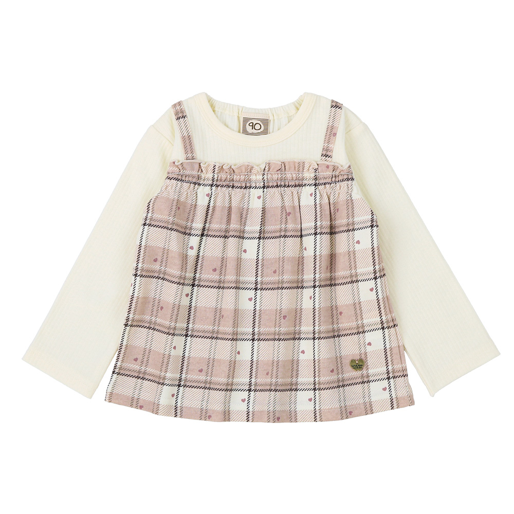 UZULAND（ウズランド） ガールズ ロンT チェック柄 長袖 Tシャツ ミニ