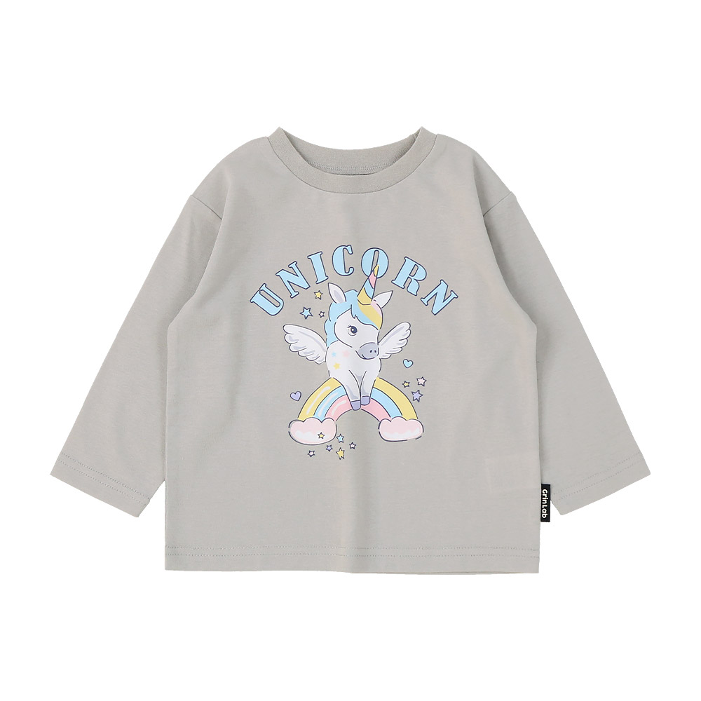 キッズ プリント ロンT 長袖 Tシャツ アップリケ 男の子 女の子 GrinLab グリンラボ インナー カットソー ベビー ユニコーン アイスクリーム ダイナソー 恐竜 | GrinLab | 35