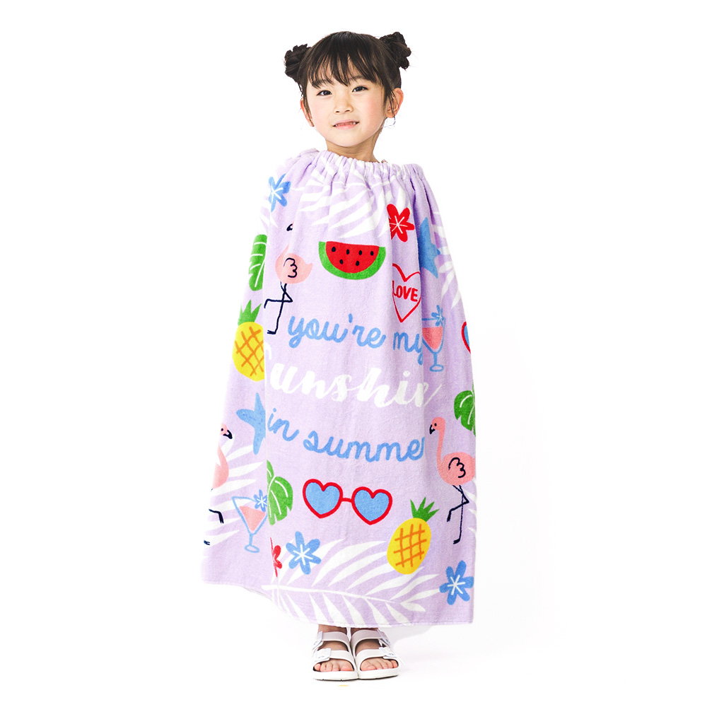 ラップタオル 子供 80cm 綿100％ 女の子 巻きタオル バスタオル ビーチタオル プール 水着用品 タオル スイミング 水泳 着替え ガールズ キッズ 大人 | PINKSAIL | 19