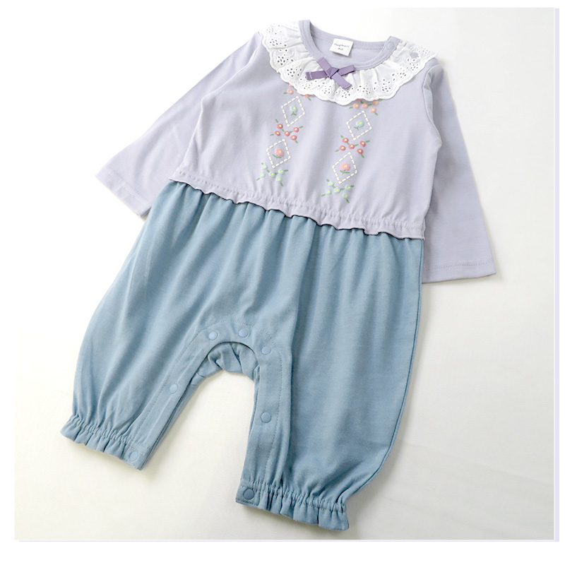 ベビー服 カバーオール 女の子 セパレート フリル 重ね着風 リボン