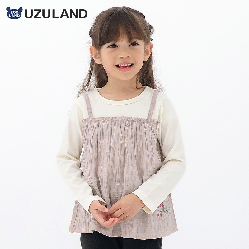 UZULAND（ウズランド） ガールズ ロンT 重ね着風 長袖 Tシャツトップス