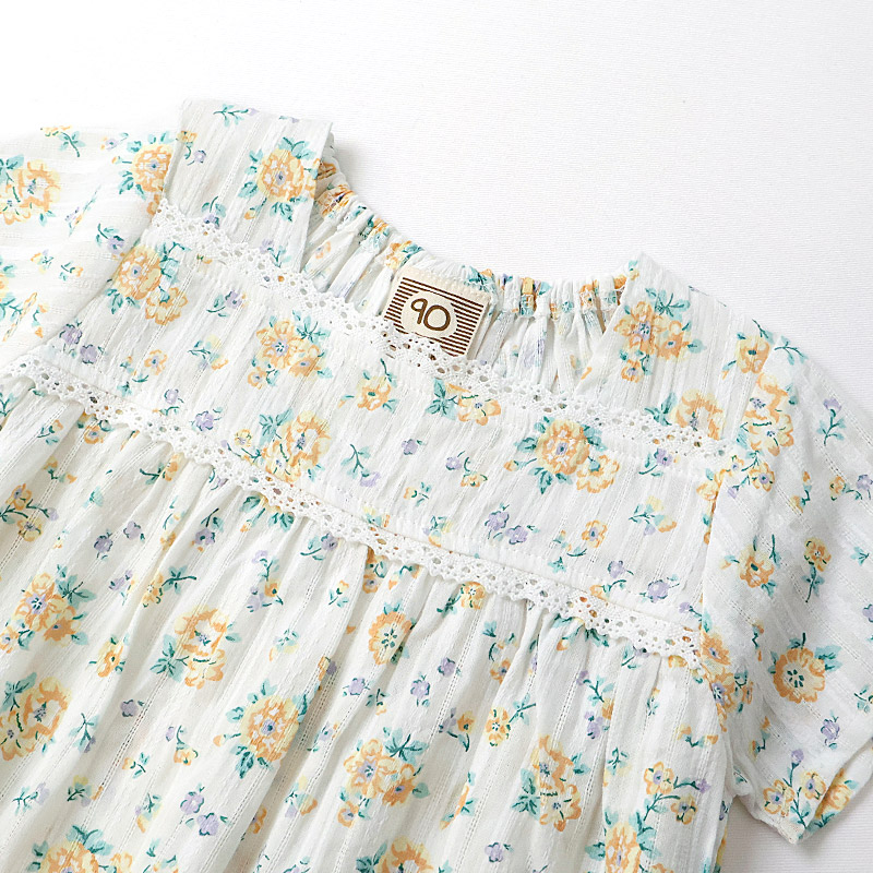 UZULAND（ウズランド） ガールズ Tシャツ 半袖 花柄 フリル レイヤード