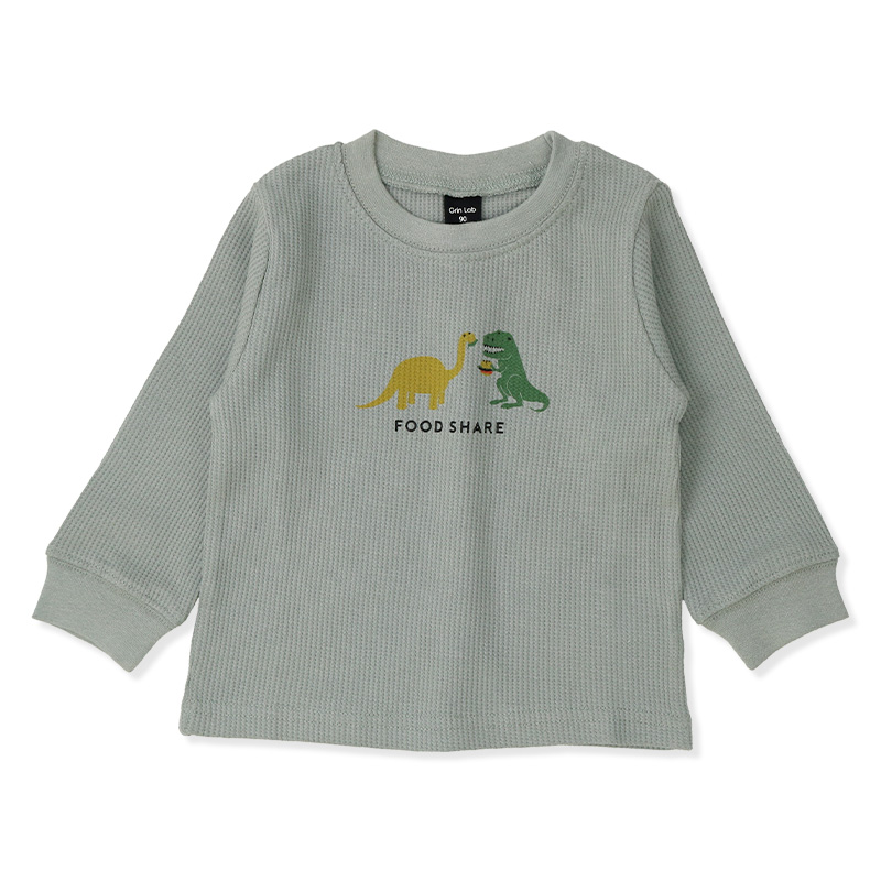 ロンt キッズ 女の子 男の子 長袖 Tシャツ トップス ワッフル プリント ベビー 秋物 かわいい 可愛い 恐竜 くま 80cm 90cm 95cm 100cm 110cm 120cm 130cm｜zooland｜05