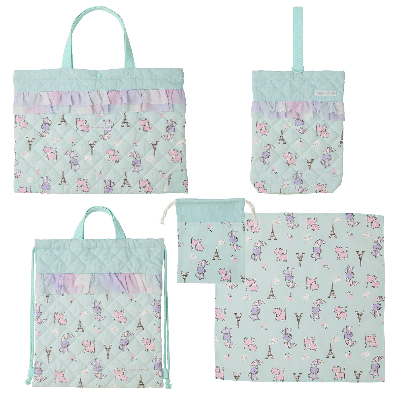 入園入学グッズ５点セット キッズ レッスンバッグ ナップサック シューズバッグ 巾着 ランチクロス 男の子 女の子 スクールグッズ 通園 通学 | GrinLab | 16