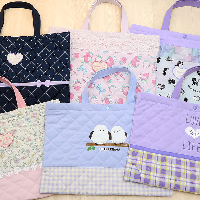 レッスンバッグ キルティング ループ付 女の子 手提げバッグ キルト トートバッグ キッズ 入園入学グッズ 通園 通学 学校用品 小学校 習い事 ピアノ | GrinLab | 12