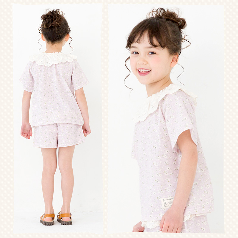 Tシャツ キッズ 半袖 女の子 ガーリー 重ね着風 小花柄 トップス ピンク ラベンダー 80 90 95 100 110 120 130 ウズランド  子供服 ベビー ナチュラル 夏服 :232113:ZOOLAND 通販 