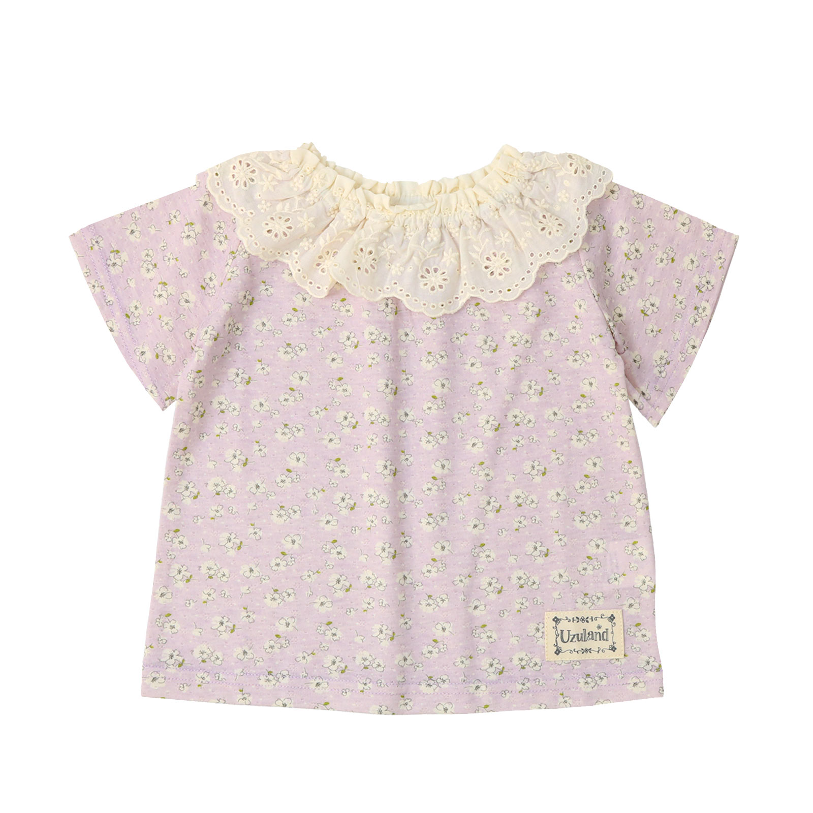 Tシャツ キッズ 半袖 女の子 ガーリー 重ね着風 小花柄 トップス ピンク ラベンダー 80 90 95 100 110 120 130 ウズランド 子供服 ベビー ナチュラル 夏服 | UZULAND | 02
