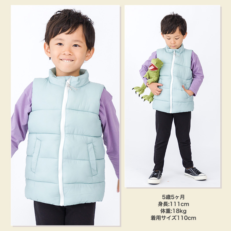 GrinLab 子供服 ジャケット 中綿 ベスト 無地 キッズ アウター 袖なし 