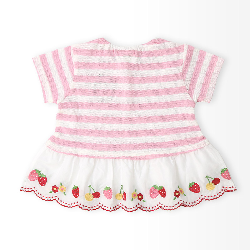 ガールズ Tシャツ 半袖 ボーダーT いちご イチゴ 苺 くだもの 女の子