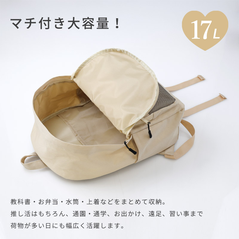 キッズ リュック 女の子 17L 推し活 背面メッシュ 軽量 大容量 ロゴ カバン バックパック ガールズ 通園 通学 遠足 旅行 小学生 中学生 GrinLab 関連画像5