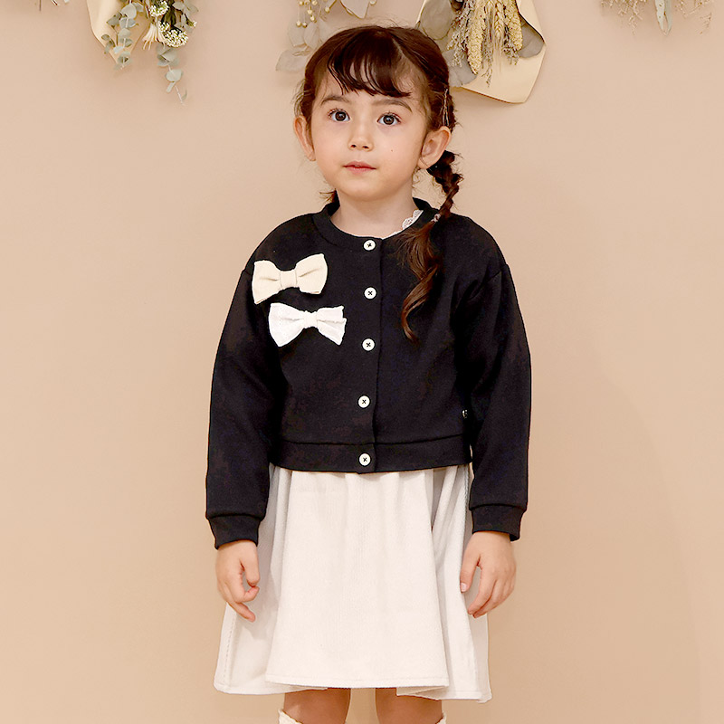 ガールズ カーディガン 長袖 リボン デザイン ポンチ 女の子 キッズ ベビー UZULAND ウズランド トップス ボタン フォーマル リブ 結婚式 入学式 入園式 | UZULAND | 10