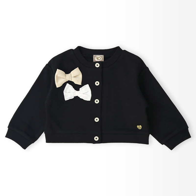 ガールズ カーディガン 長袖 リボン デザイン ポンチ 女の子 キッズ ベビー UZULAND ウズランド トップス ボタン フォーマル リブ 結婚式 入学式 入園式 | UZULAND | 19