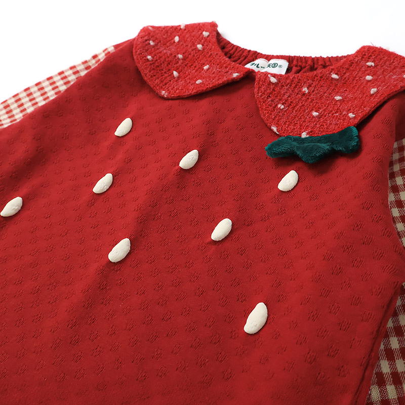 ガールズ イチゴ 襟付き ロンT Tシャツ 長袖 袖チェック 女の子 子供服 キッズ ベビー トップス フルーツ天国 苺 いちご かわいい リブ 切替 リンクコーデ |  | 13