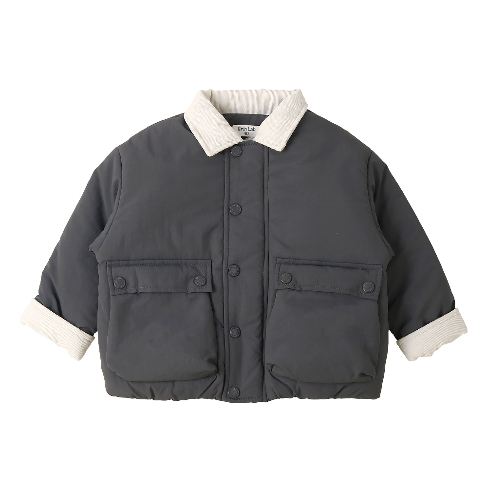 【美品】grin グリン コーデュロイ　ジャケット　薄手　チャコール　羽織 grin コーデュロイ羽織ジャケット チャコール 美品】grin グリン