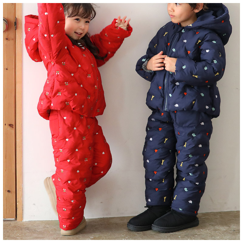GrinLab（グリンラボ） キッズ ベビー 中綿パンツ 刺繍 男の子 女の子