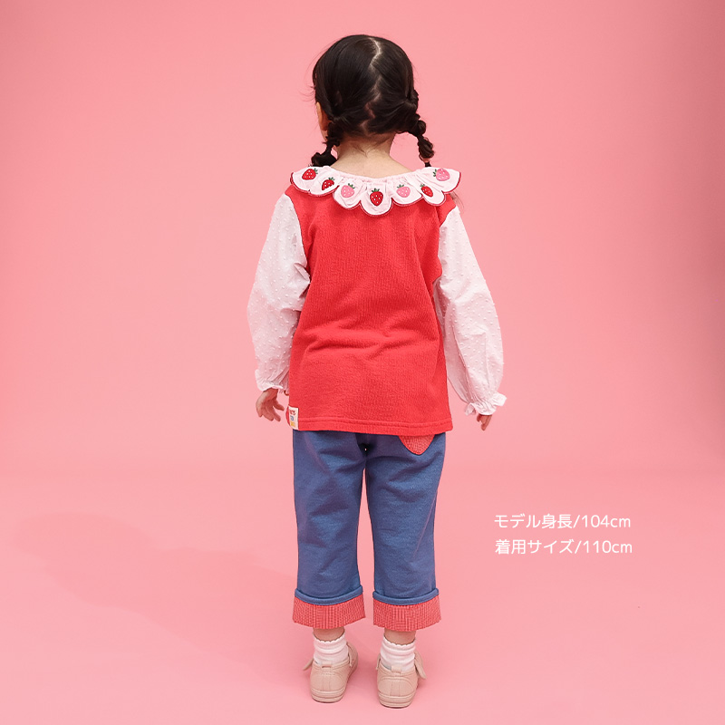 キッズ ロンT 長袖 Tシャツ 襟付き チェック フルーツ ベビー服