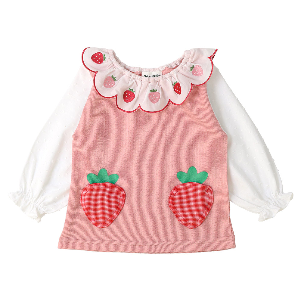 キッズ ロンT 長袖 Tシャツ 襟付き チェック フルーツ ベビー服