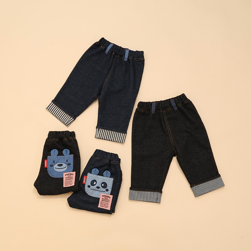 キッズ 7分丈パンツ デニムパンツ ニットデニム 男の子 女の子 アニマル 動物 くま パンダ ZOOMIC ズーミック ベビー ストレッチ ズボン ボトムス 裾 関連画像3
