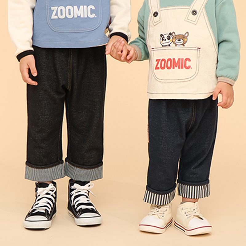 キッズ 7分丈パンツ デニムパンツ ニットデニム 男の子 女の子 アニマル 動物 くま パンダ ZOOMIC ズーミック ベビー ストレッチ ズボン ボトムス 裾 関連画像4