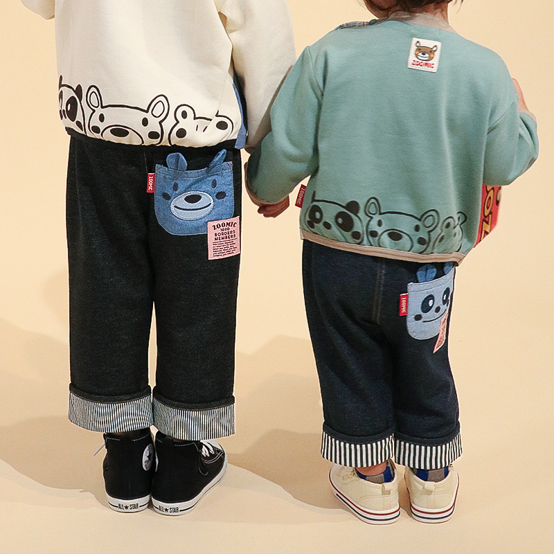 キッズ 7分丈パンツ デニムパンツ ニットデニム 男の子 女の子 アニマル 動物 くま パンダ ZOOMIC ズーミック ベビー ストレッチ ズボン ボトムス 裾 関連画像5