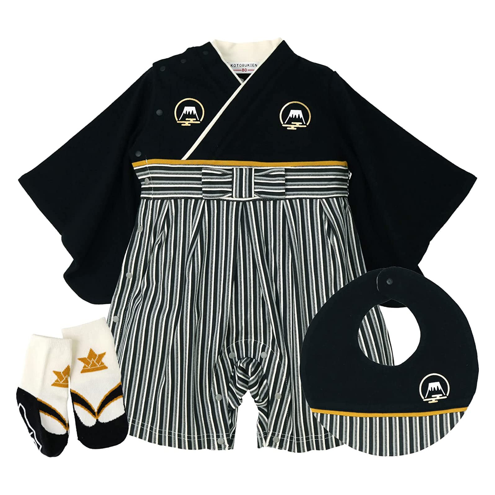 袴ロンパース ソックス スタイ 3点セット はかまロンパース 綿100% 天然素材 和服 和装 お食...
