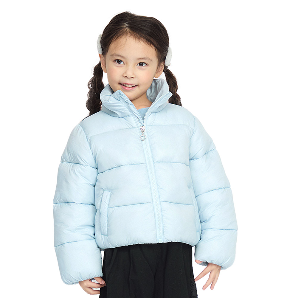 キッズ ジャケット 中綿 女の子 防寒 保温 撥水加工 ガールズ アウター コート 洗える フードなし 防風 無地 ハートチャーム 90 100 110 120 130 140 150 160 | GrinLab | 02